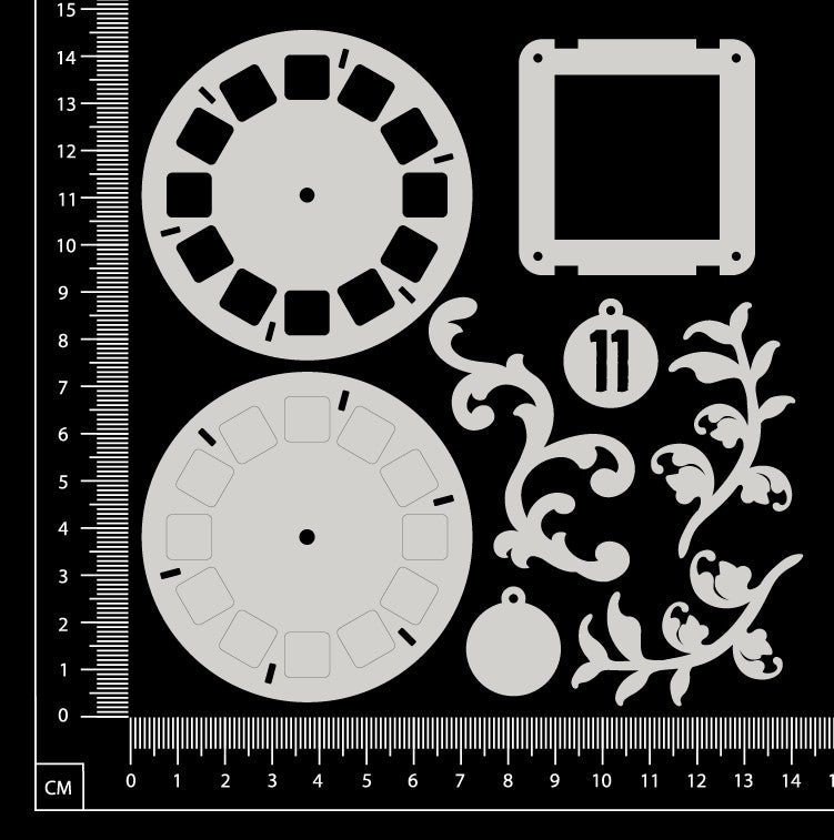 Layered Embellishment Set - B - White Chipboard