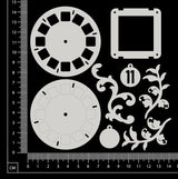 Layered Embellishment Set - B - White Chipboard