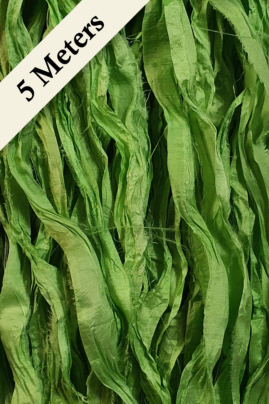 Reclaimed Sari Silk Ribbon - Limelight - 5m Pack