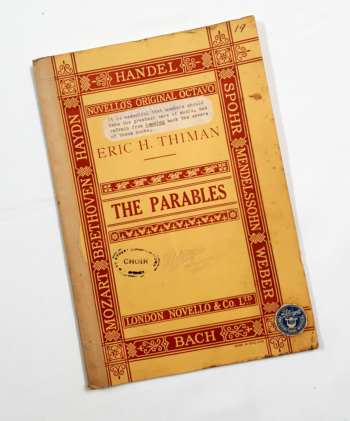 Authentic Vintage 1931 Sheet Music Book - The Parables - Eric H. Thiman - MP