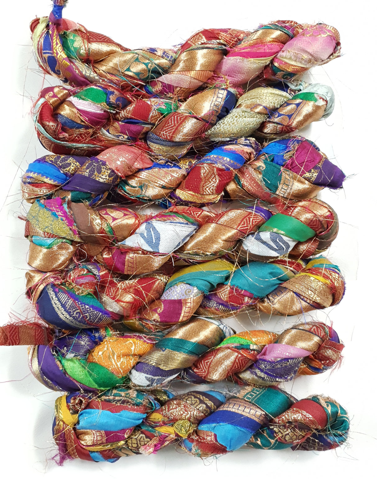 Reclaimed Sari Silk Ribbon - Metallic Border Ribbons - Picked at Random