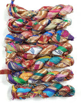 Reclaimed Sari Silk Ribbon - Metallic Border Ribbons - Picked at Random