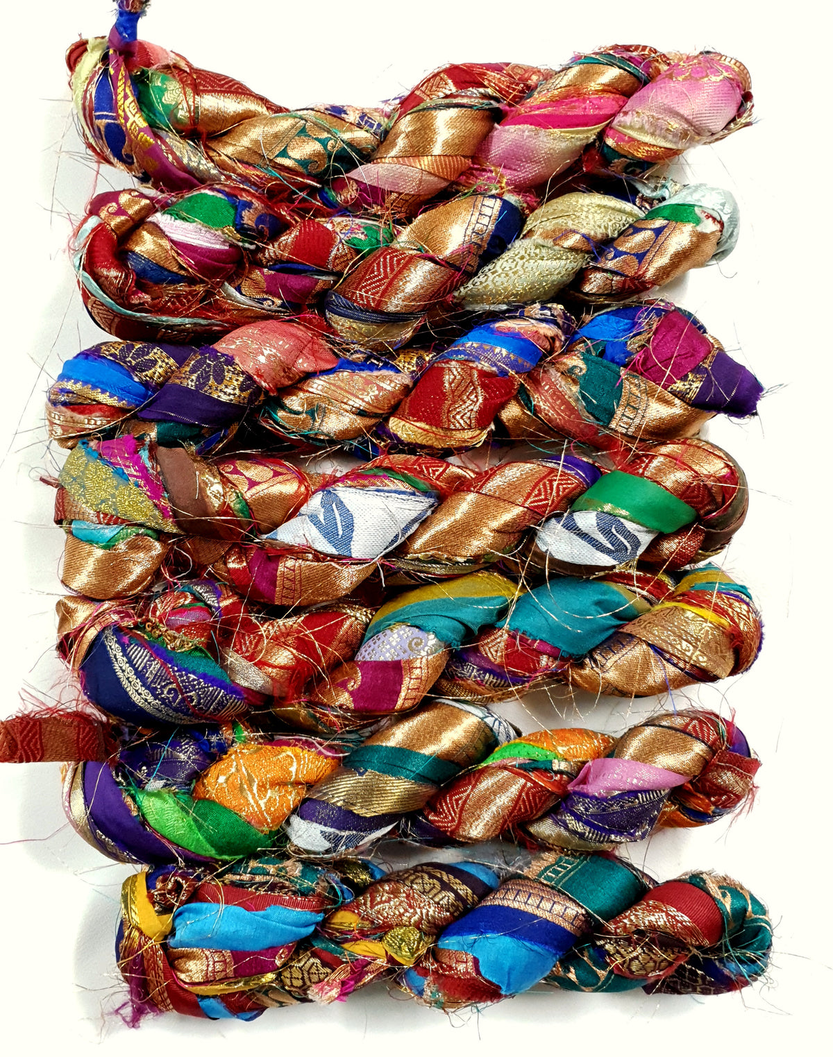 Reclaimed Sari Silk Ribbon - Metallic Border Ribbons - Picked at Random