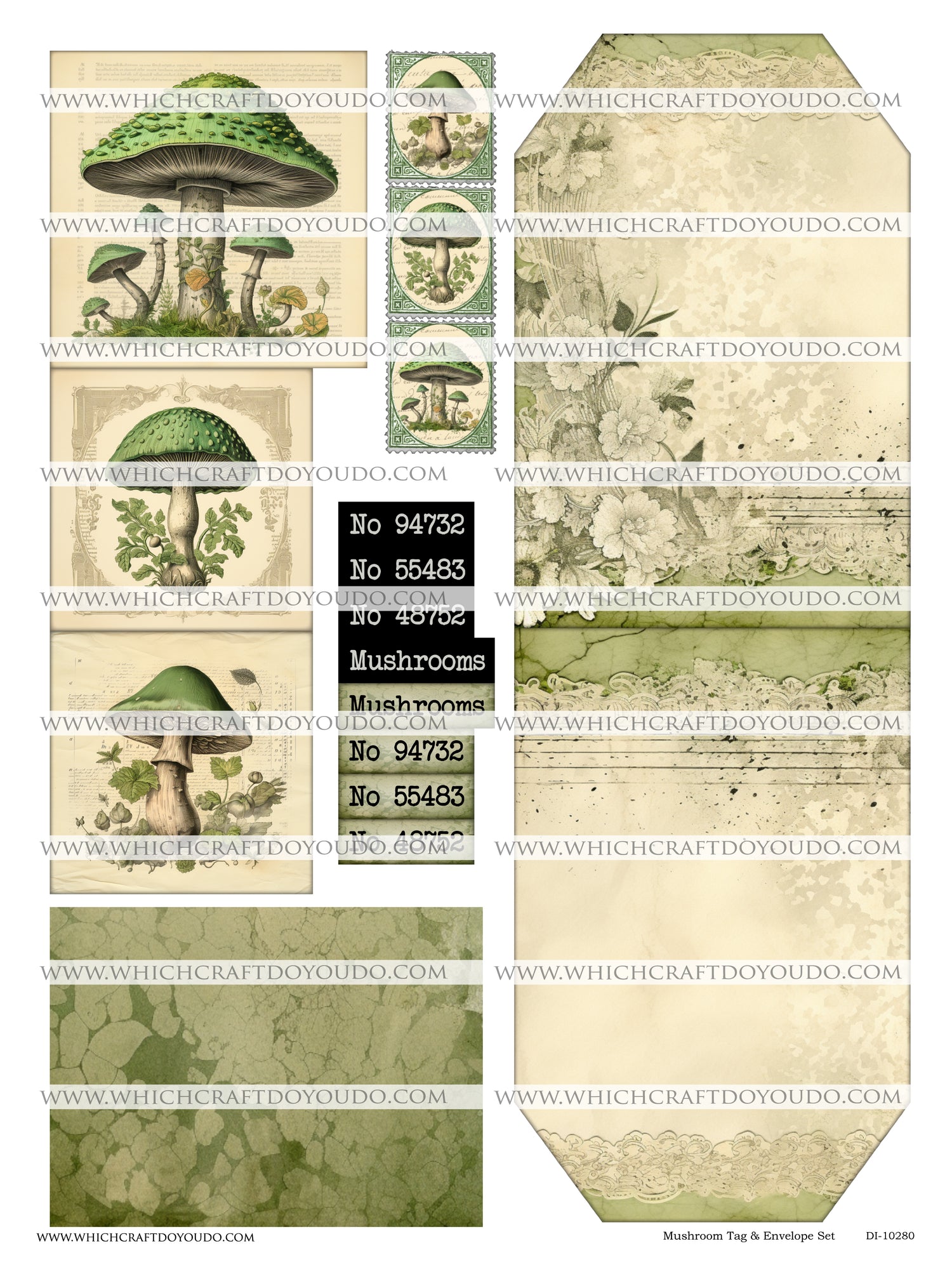 FREEBIE - Mushroom Tag & Envelope Set - DI-10280 - Digital Download