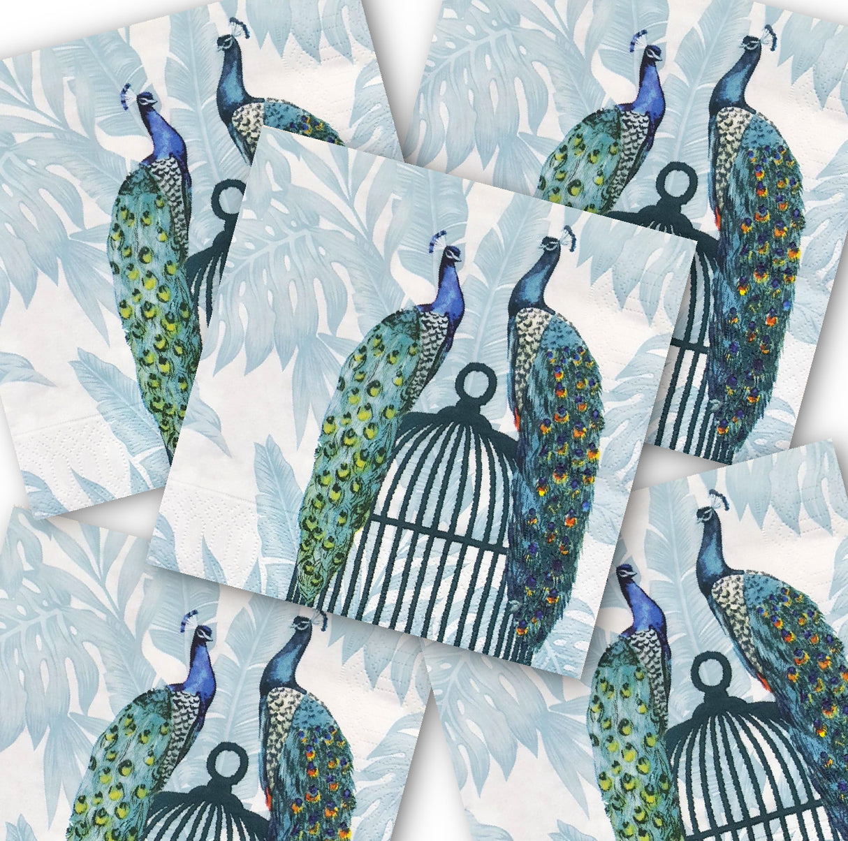Decoupage Napkin - (DN-8156) - Peacocks - Set of 5