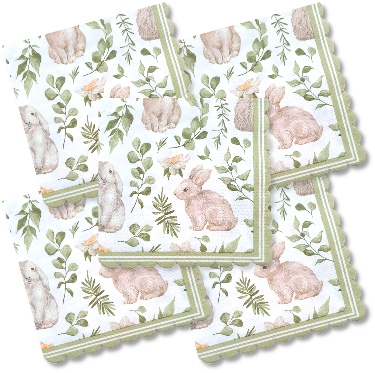 Decoupage Napkin - (DN-8194) - Spring Bunny - Cocktail - Set of 5