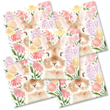 Decoupage Napkin - (DN-8195) - Bunny in Flowers - Cocktail - Set of 5