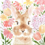 Decoupage Napkin - (DN-8195) - Bunny in Flowers - Cocktail - Set of 5