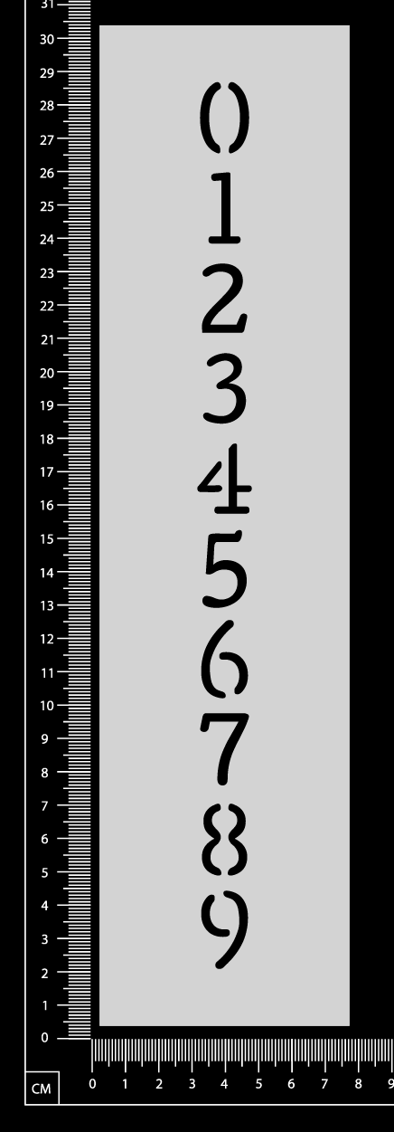Number Row - 0123 - Stencil - 75mm x 300mm