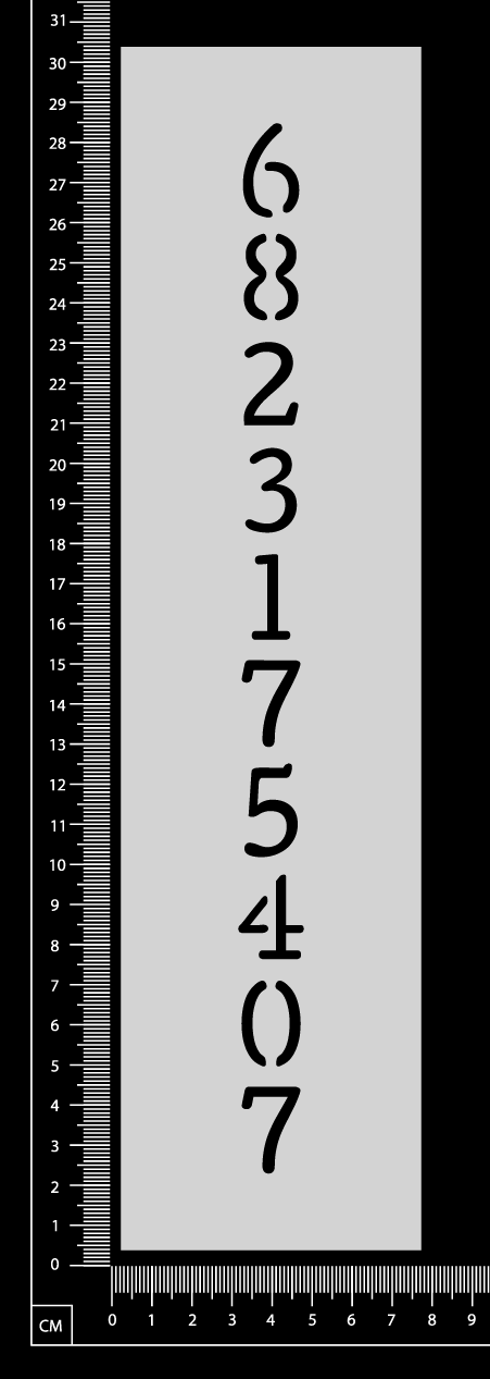 Number Row - 6823 - Stencil - 75mm x 300mm