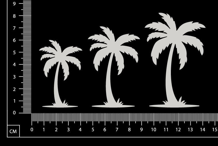 Palm Trees Set - D -  White Chipboard