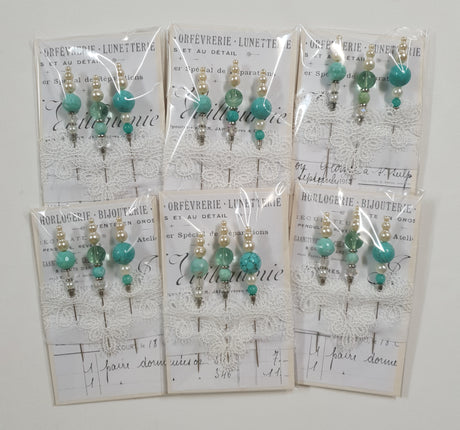 Handmade beaded stick pins - set of 3 - QF