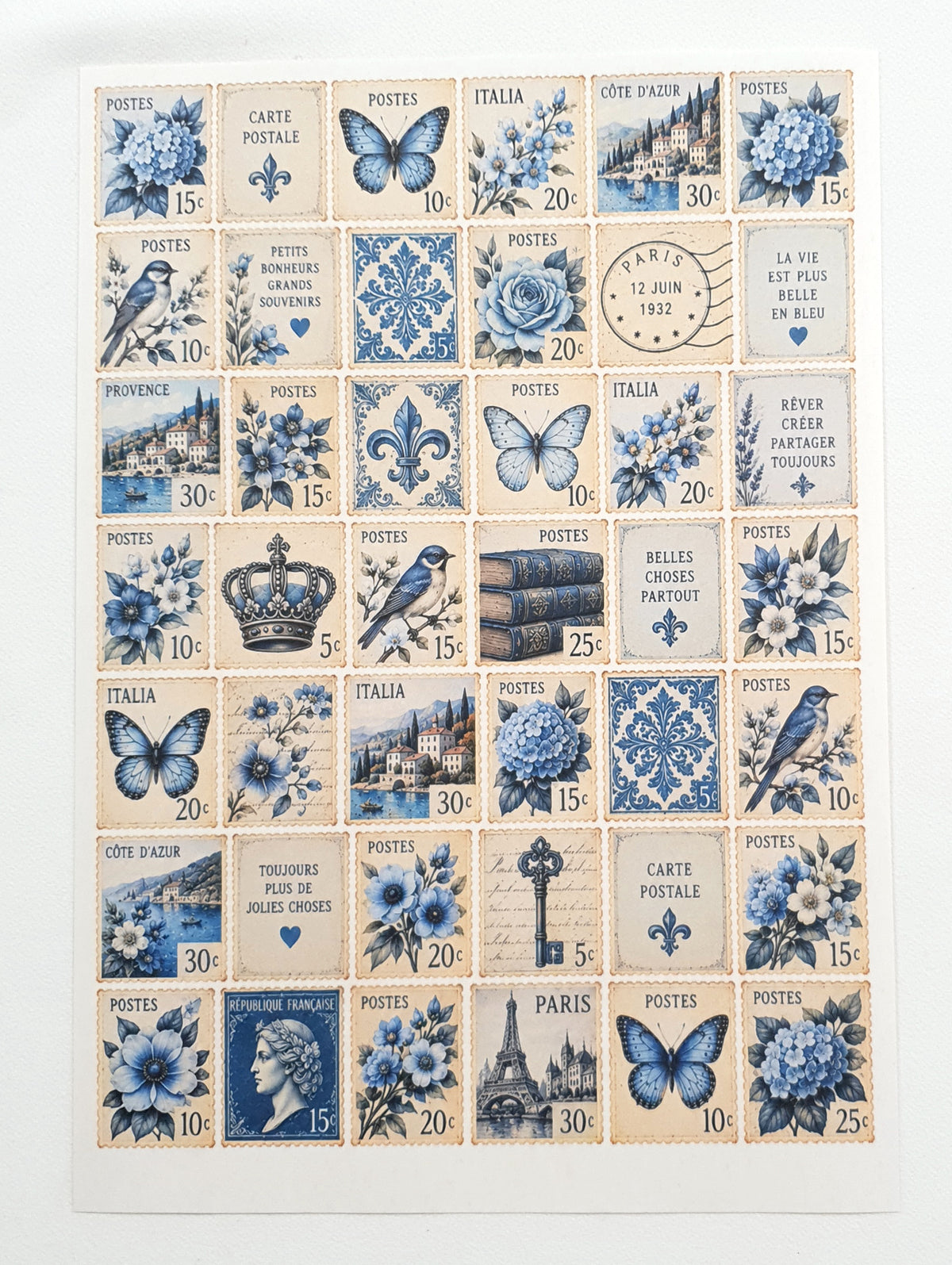 Cut Apart Stickers Sheet - Postage Stamps - VPS-S1