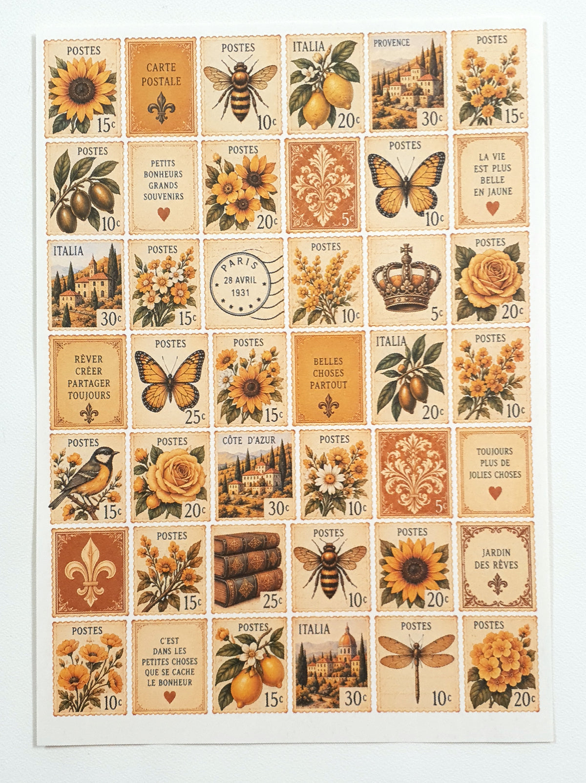 Cut Apart Stickers Sheet - Postage Stamps - VPS-S10