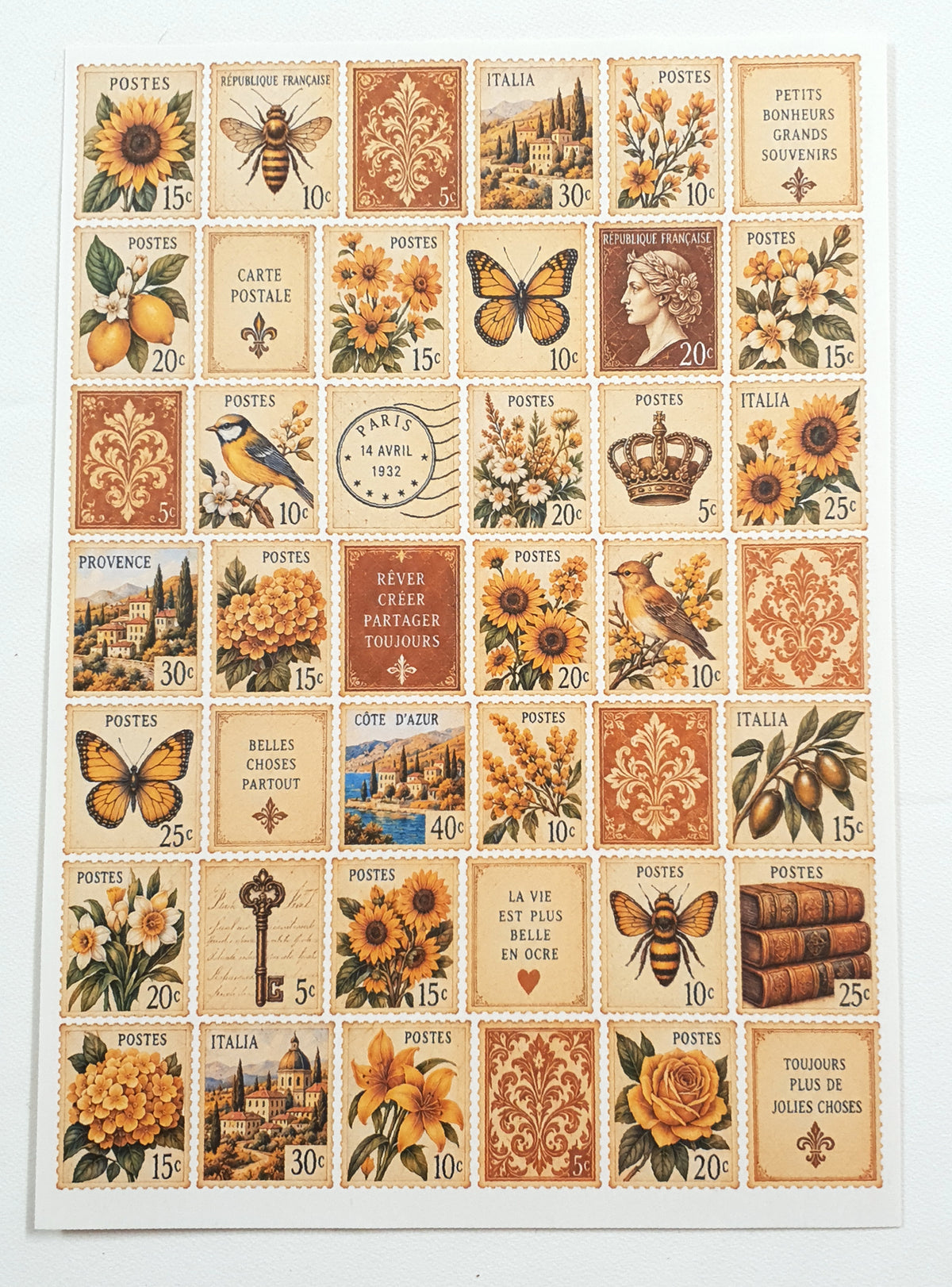 Cut Apart Stickers Sheet - Postage Stamps - VPS-S11