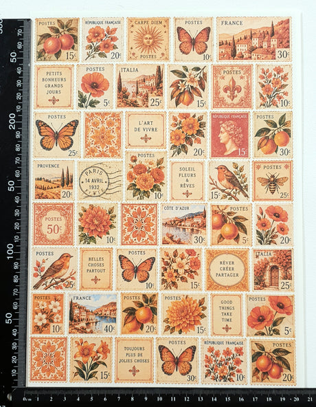 Cut Apart Stickers Sheet - Postage Stamps - VPS-S12