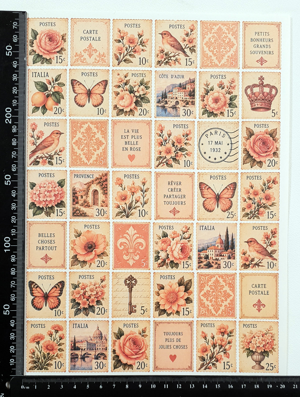 Cut Apart Stickers Sheet - Postage Stamps - VPS-S13