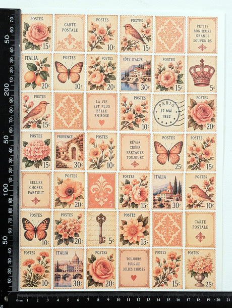 Cut Apart Stickers Sheet - Postage Stamps - VPS-S13