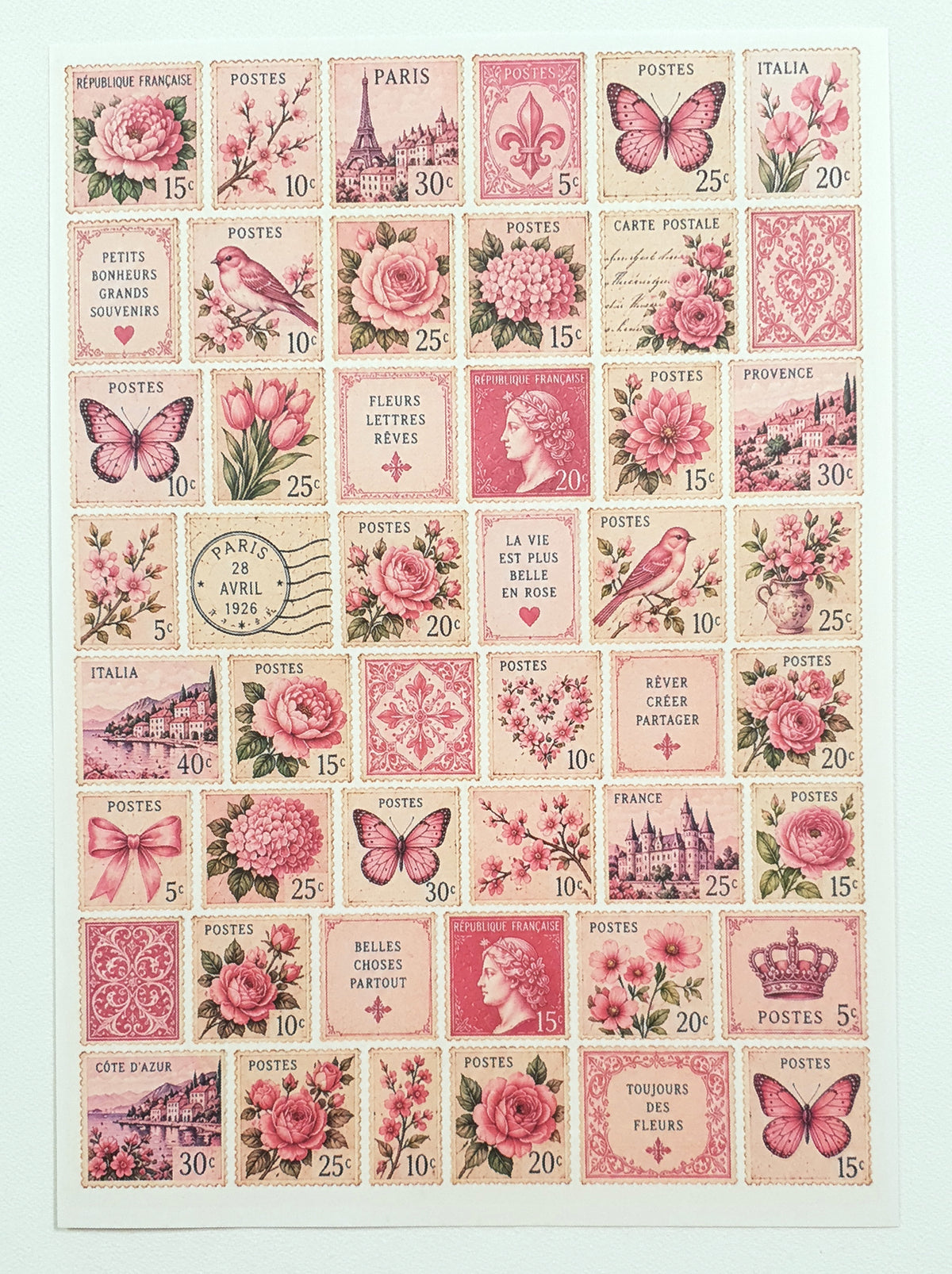 Cut Apart Stickers Sheet - Postage Stamps - VPS-S14