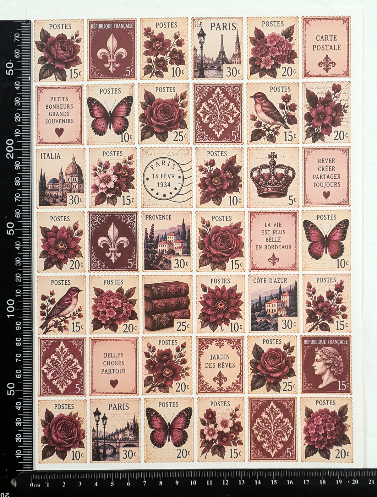 Cut Apart Stickers Sheet - Postage Stamps - VPS-S7