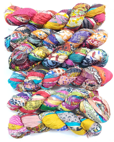 Reclaimed Sari Silk Ribbon - Printed Ribbons - Picked at Random