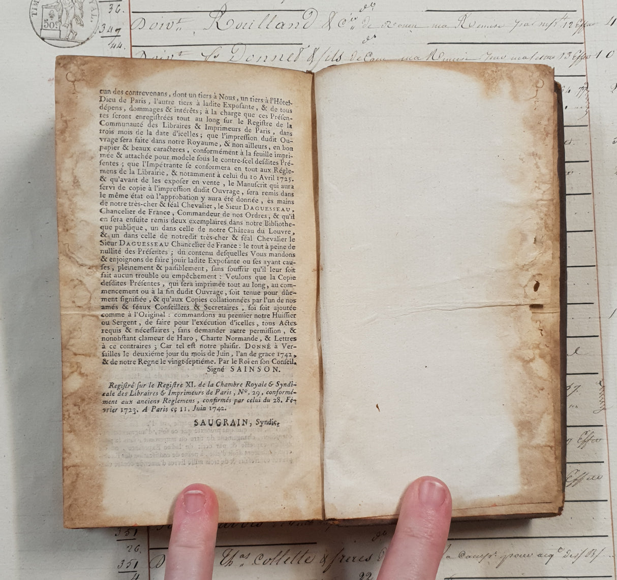 Authentic Antique 1758 French Book - QH