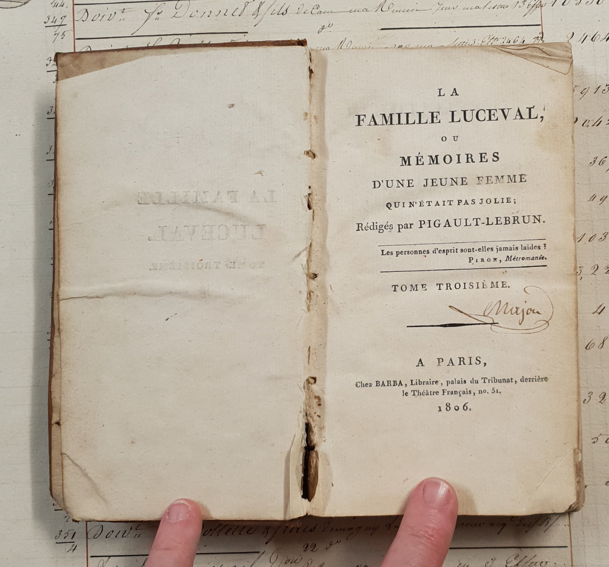 Authentic Antique 1806 French Book - QJ