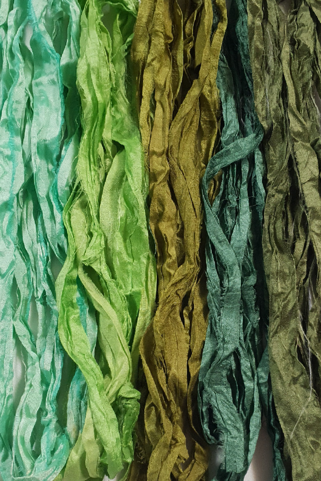 Reclaimed Sari Silk Ribbon - Rainforest
