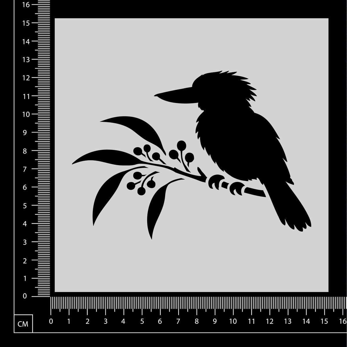 Kookaburra on Branch - A - Stencil - 150mm x 150mm
