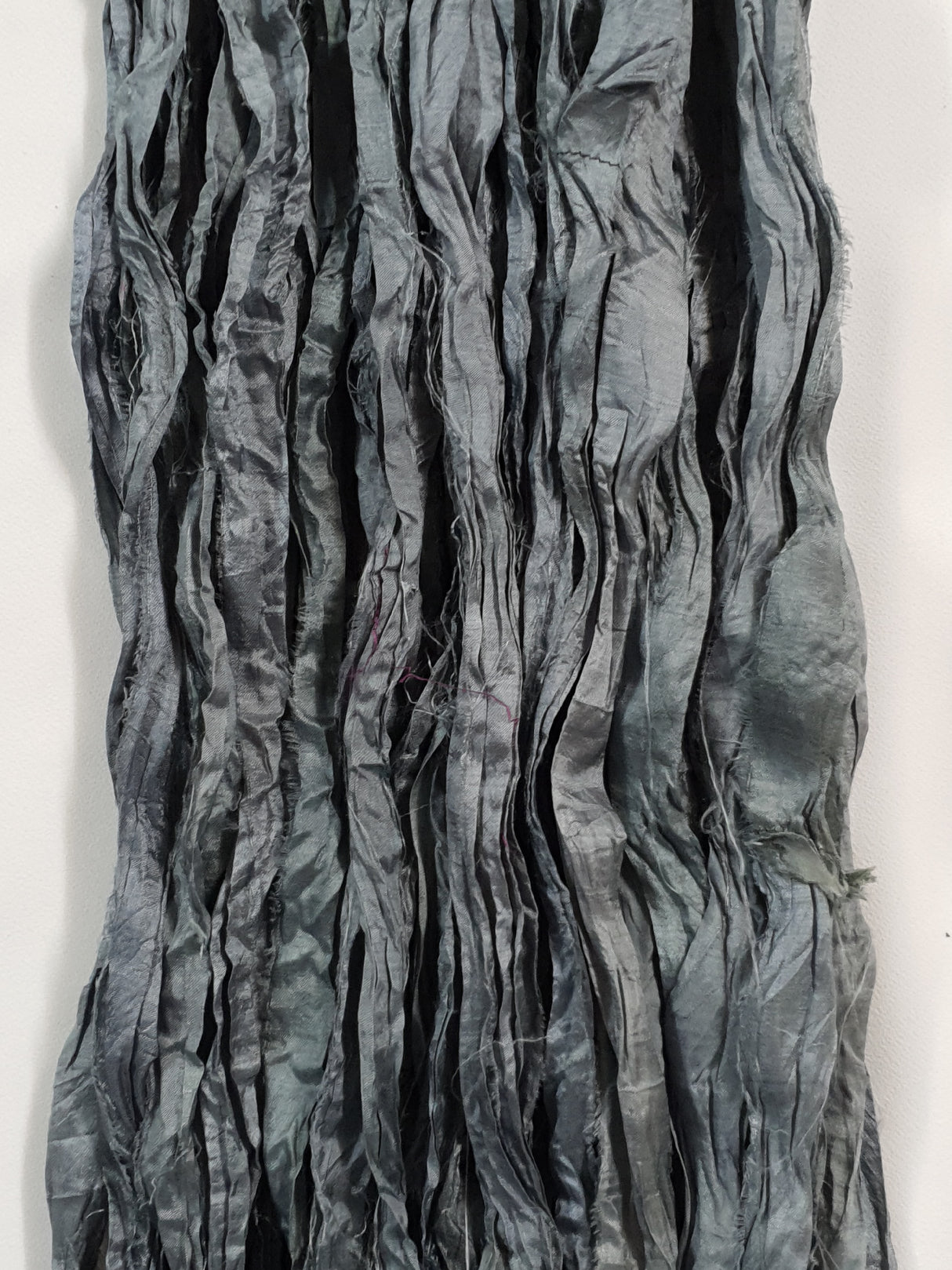 Reclaimed Sari Silk Ribbon - Gunmetal Grey - Hank