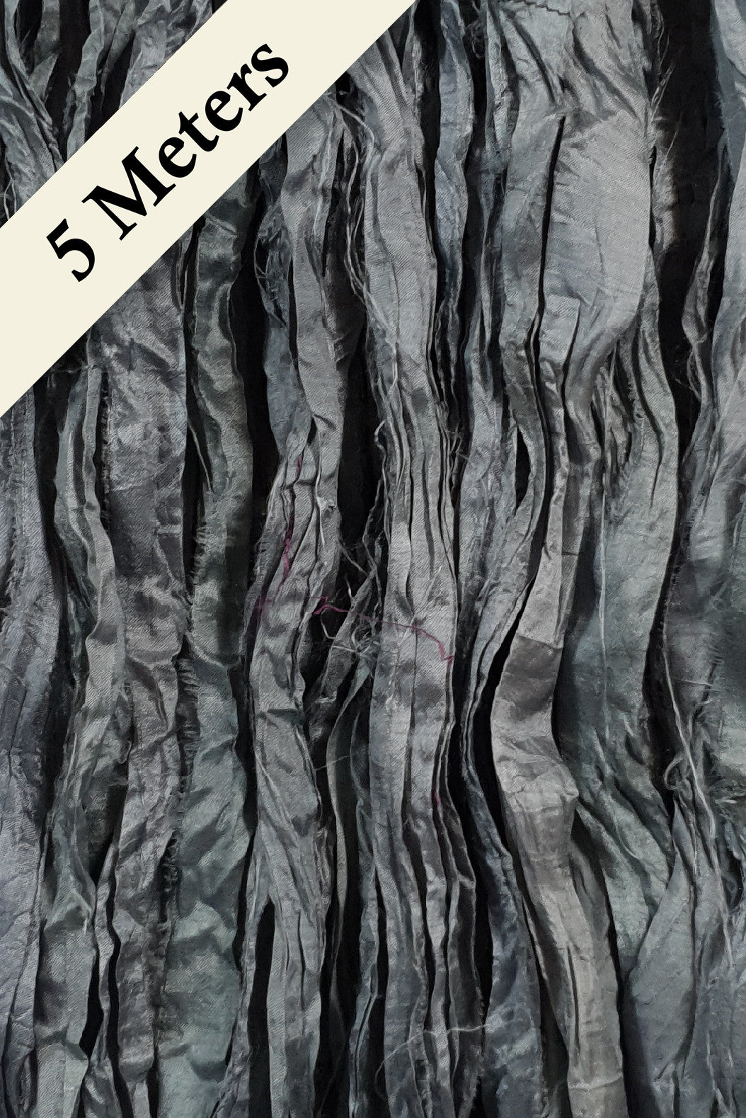 Reclaimed Sari Silk Ribbon - Gunmetal Grey - 5m Pack