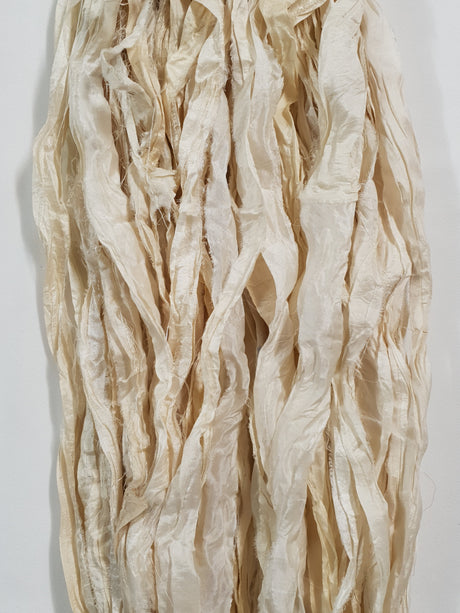 Reclaimed Sari Silk Ribbon - Ivory - Hank