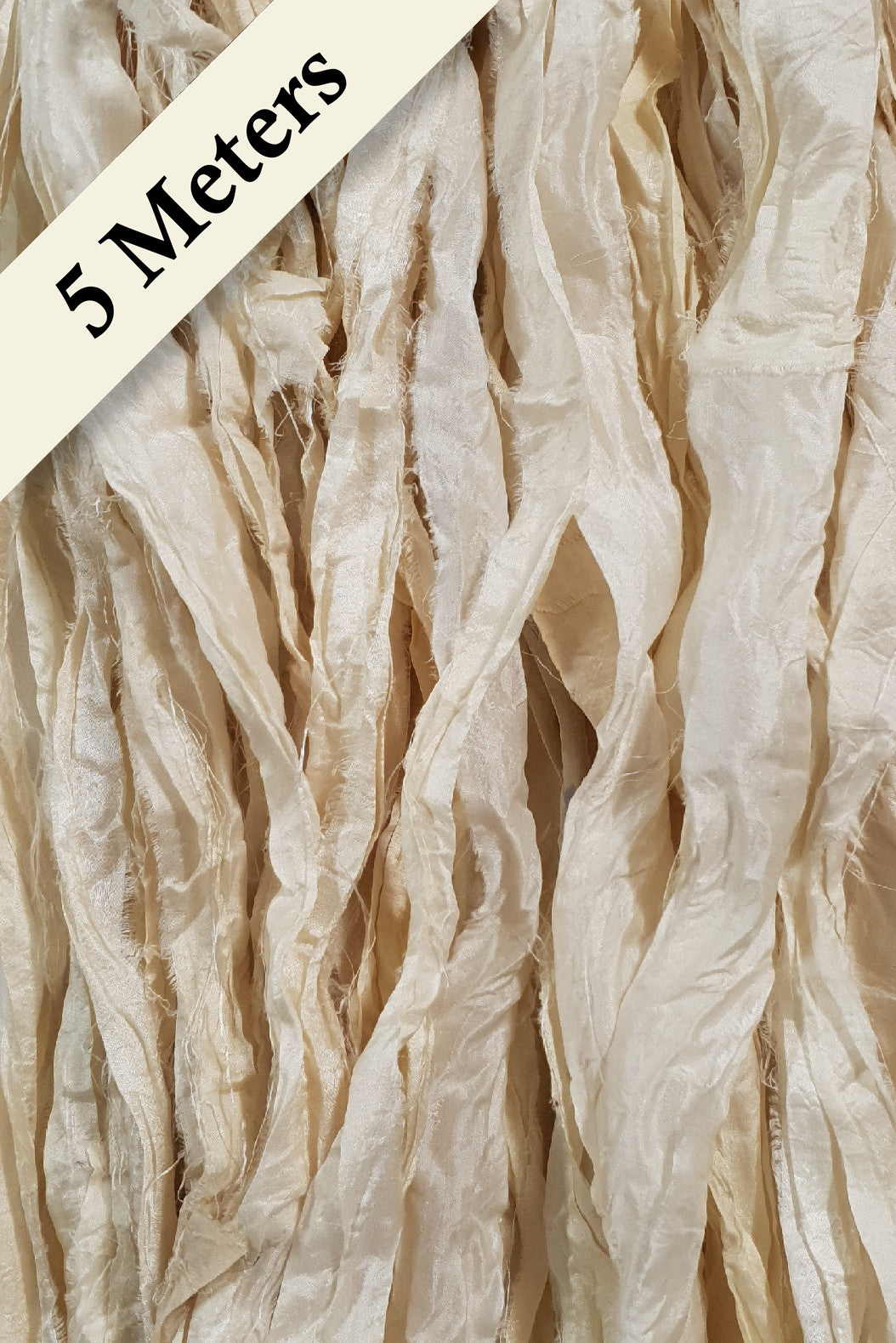 Reclaimed Sari Silk Ribbon - Ivory - 5m Pack
