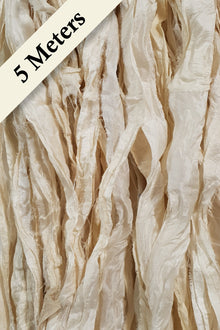 Reclaimed Sari Silk Ribbon - Ivory - 5m Pack