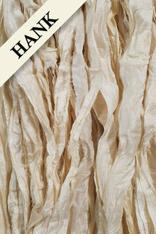 Reclaimed Sari Silk Ribbon - Ivory - Hank