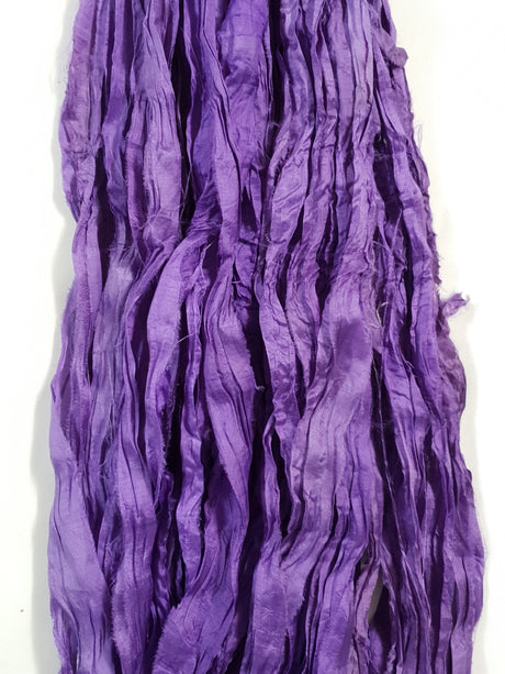 Reclaimed Sari Silk Ribbon - Pansy Purple - 5m Pack