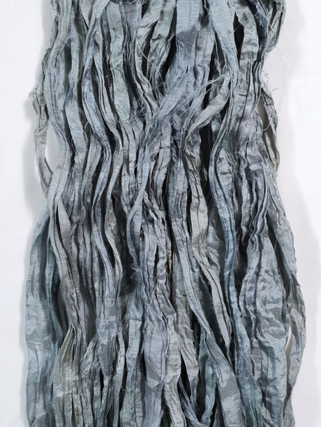 Reclaimed Sari Silk Ribbon - Pewter - 5m Pack