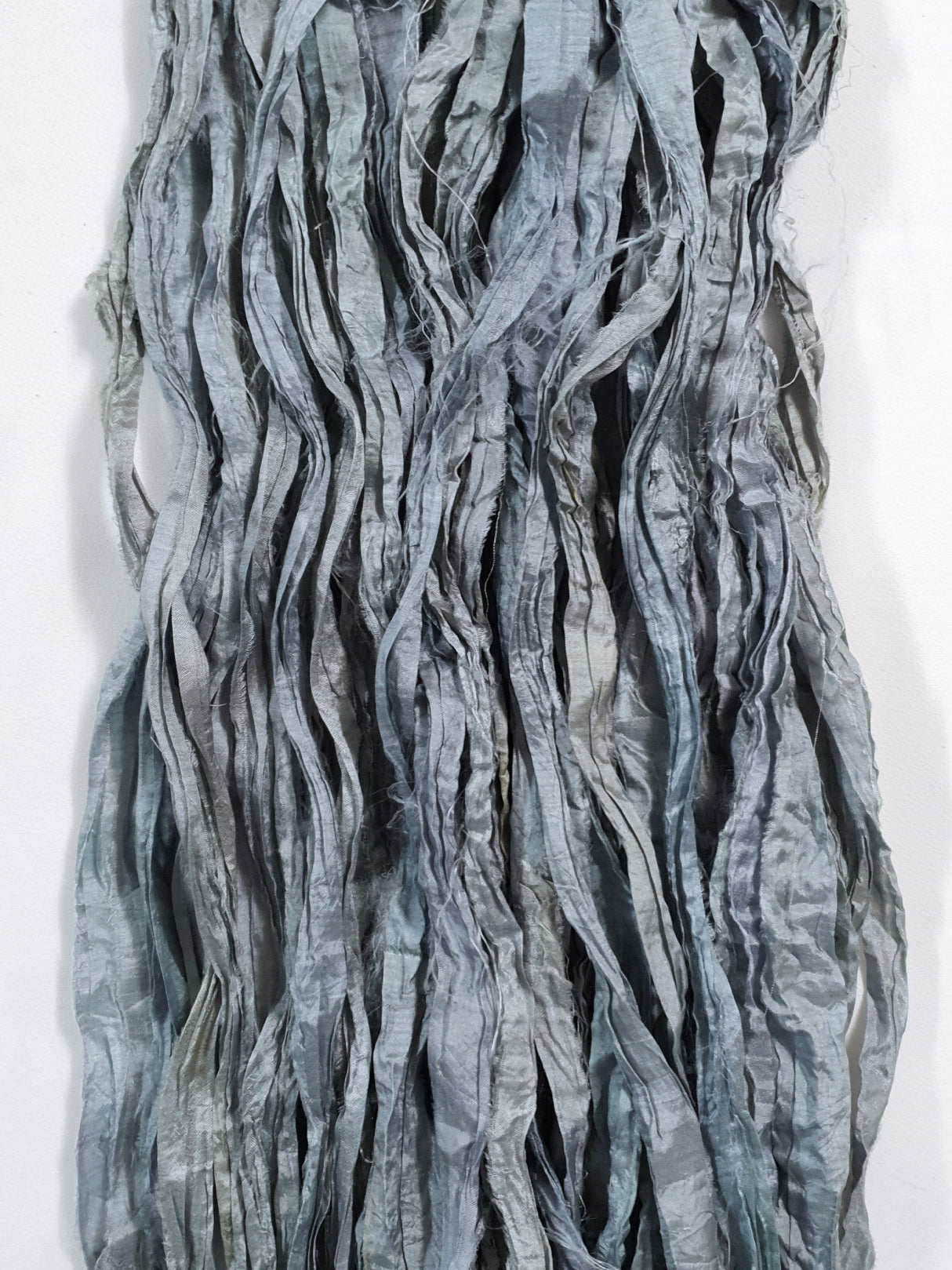 Reclaimed Sari Silk Ribbon - Pewter - Hank
