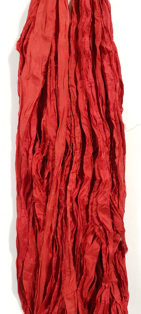 Reclaimed Sari Silk Ribbon - Scarlet - Hank