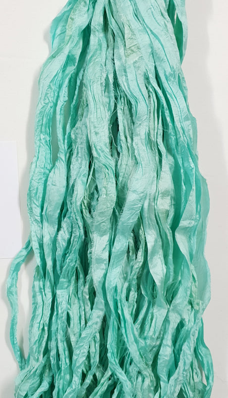 Reclaimed Sari Silk Ribbon - Serenity - Hank