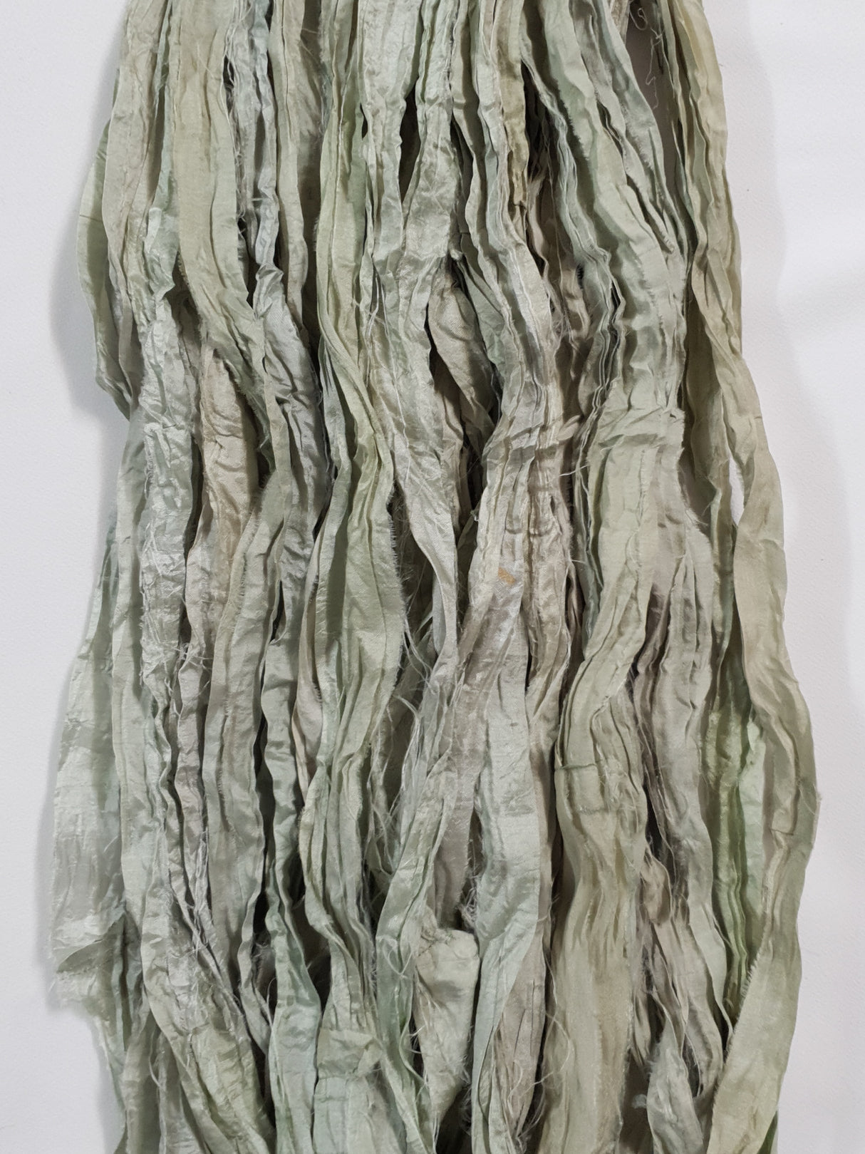 Reclaimed Sari Silk Ribbon - Silver Sage - 5m Pack