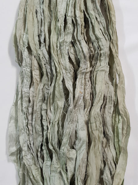 Reclaimed Sari Silk Ribbon - Silver Sage - 5m Pack