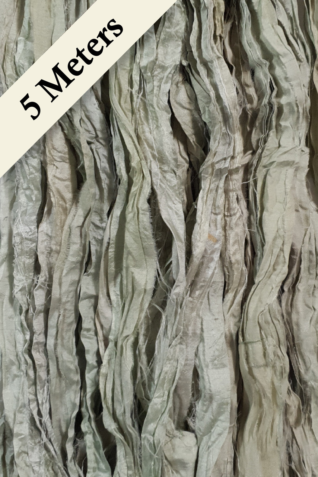 Reclaimed Sari Silk Ribbon - Silver Sage - 5m Pack