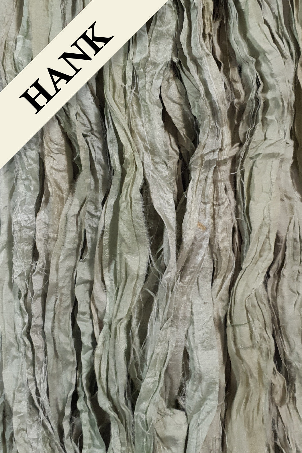 Reclaimed Sari Silk Ribbon - Silver Sage - Hank