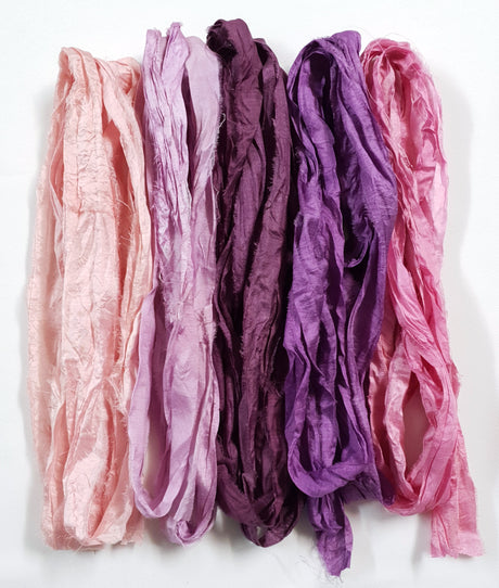 Reclaimed Sari Silk Ribbon - Mixed Berries