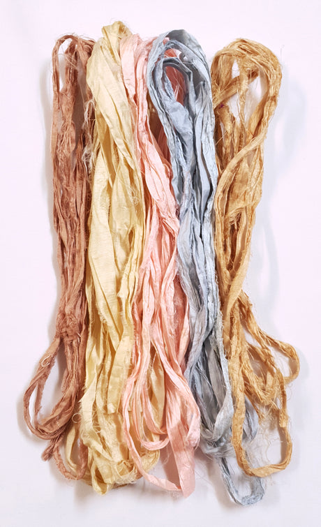 Reclaimed Sari Silk Ribbon - Pastels
