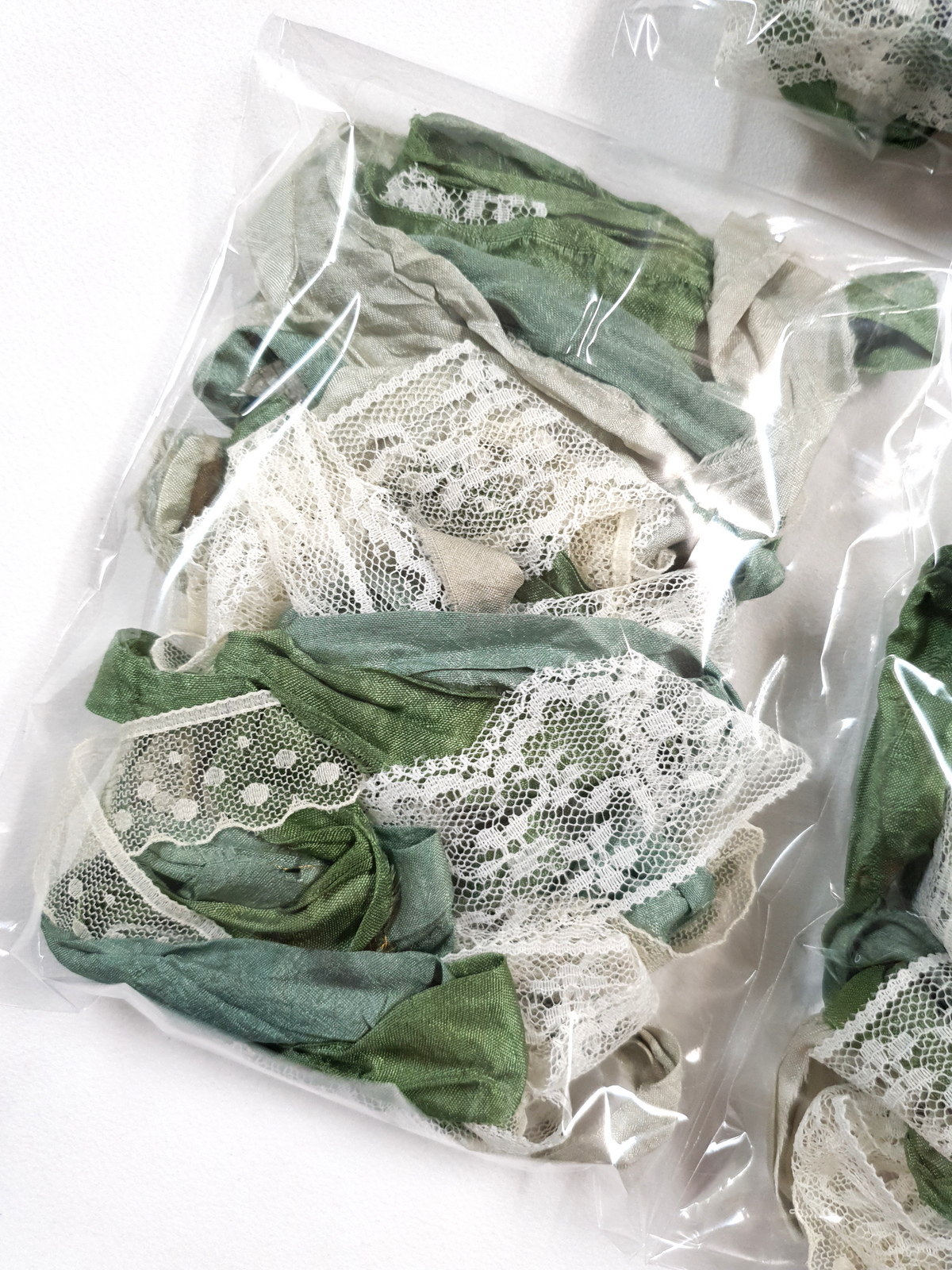 Garden Greens – Sari Silk & Vintage Lace Pack - MK