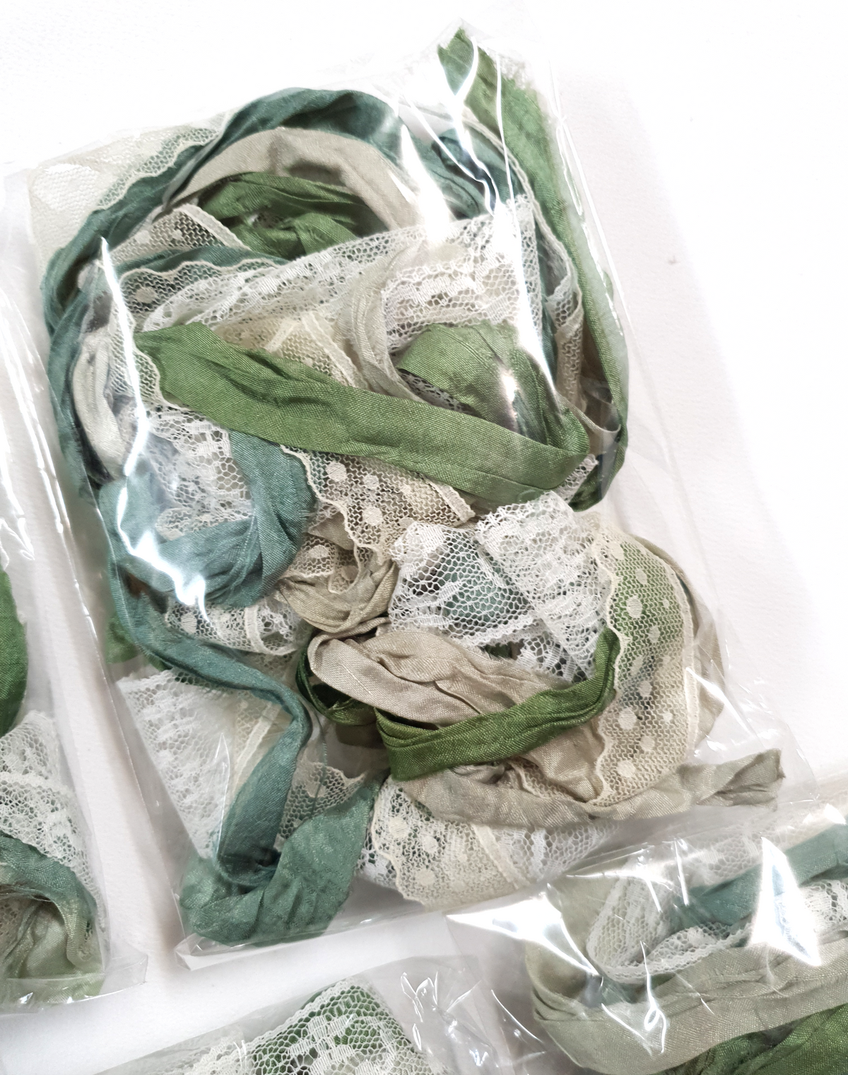 Garden Greens – Sari Silk & Vintage Lace Pack - MK