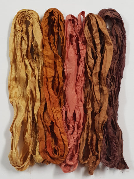 Reclaimed Sari Silk Ribbon - Savanah