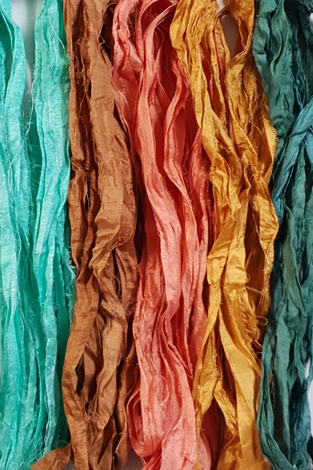 Reclaimed Sari Silk Ribbon - Spring Harvest